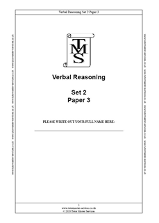 Verbal Reasoning Paper 3