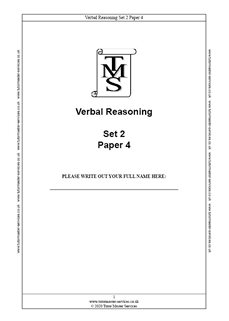 Verbal Reasoning Paper 4